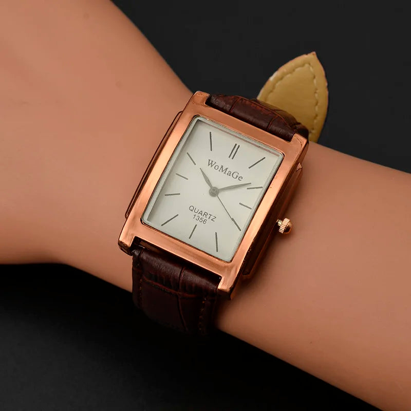 WoMaGe Women's Watches Top Brand Luxury Ladies Watch Women Watches Leather Strap Women's Rectangle Watch Clock Reloj Mujer