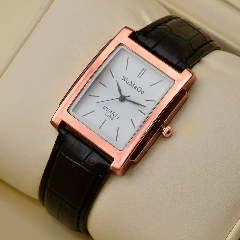 WoMaGe Women's Watches Top Brand Luxury Ladies Watch Women Watches Leather Strap Women's Rectangle Watch Clock Reloj Mujer
