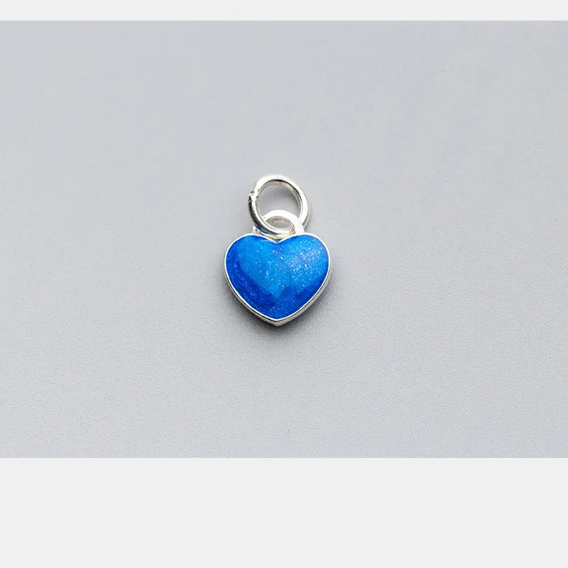 100% 925 Sterling Silver Drop Glue Craft Heart Charms 10.5x10mm Decoration Dangle Pendants DIY Jewelry Making For Women Gift