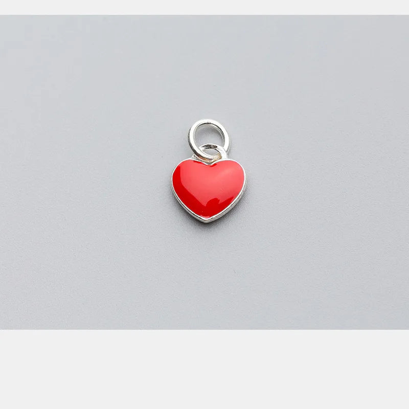 100% 925 Sterling Silver Drop Glue Craft Heart Charms 10.5x10mm Decoration Dangle Pendants DIY Jewelry Making For Women Gift