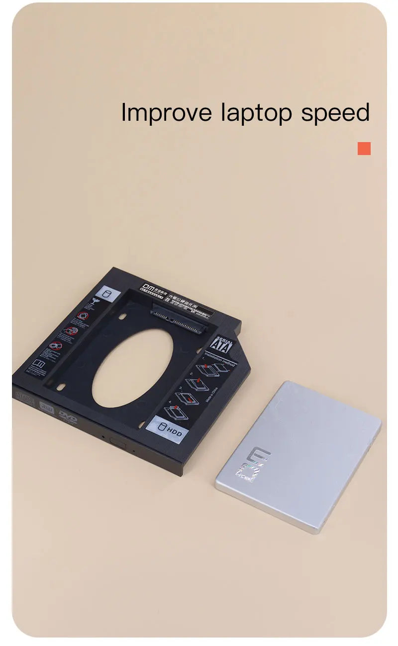 DM DW95 HDD Caddy 9.5mm Plastic Optibay SATA 3.0 Hard Disk Drive Box Enclosure DVD Adapter 2.5 SSD 2TB For Laptop CD-ROM