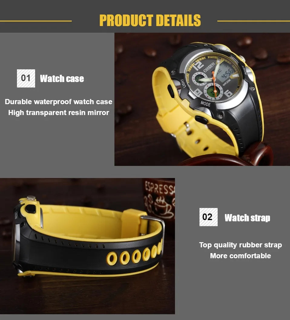 OHSEN Fashion Children Watches Digital LED Analog Watch Boys Girls Quartz Wriwatch Kids Sport Wristwatch Alarm Electronic Clocks