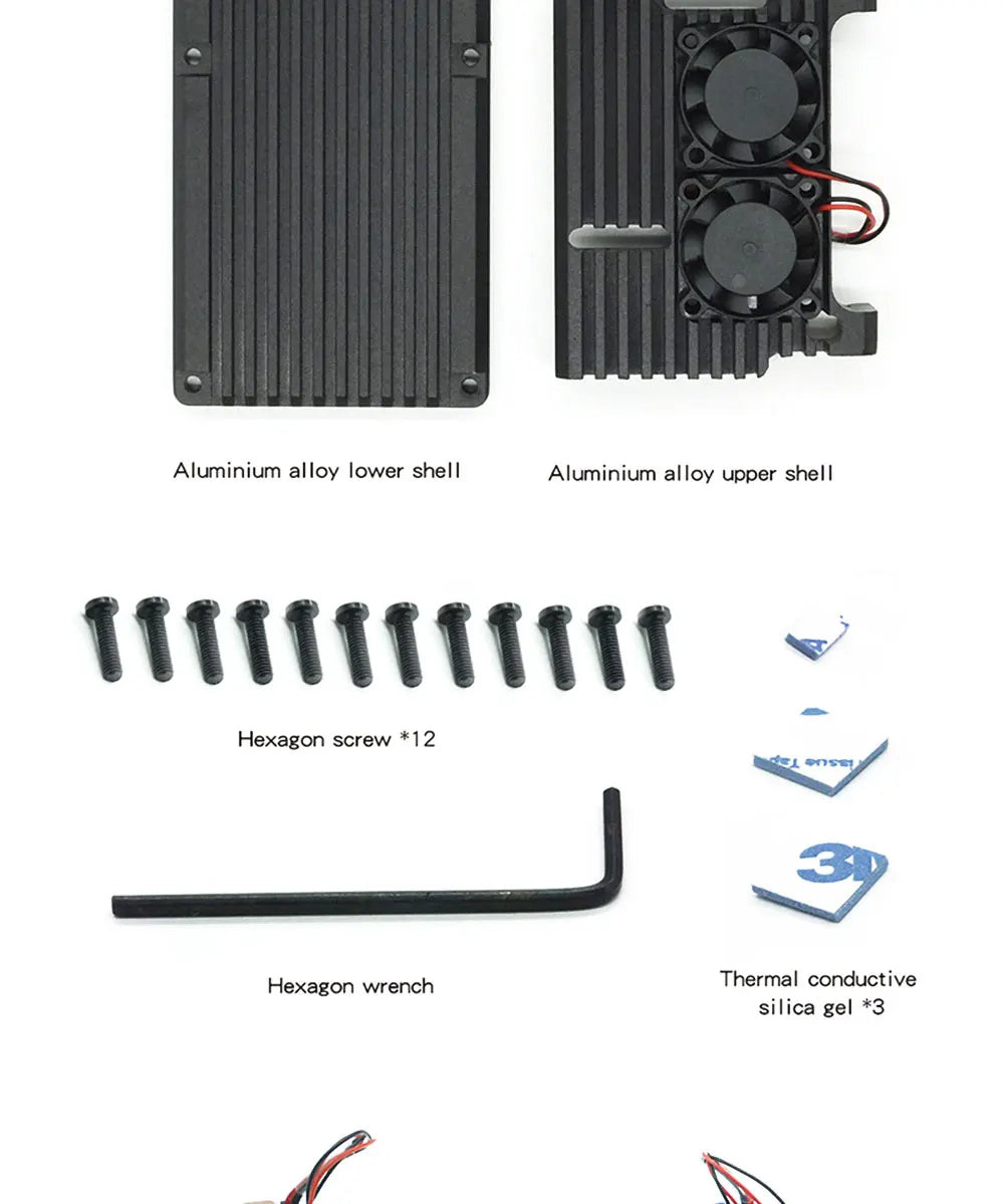Raspberry Pi 4 Model B Dual Fans CNC Aluminum Alloy Case Metal 5 Color Armor Shell with Heat Sinks for Raspberry Pi 4B/3B+/3B