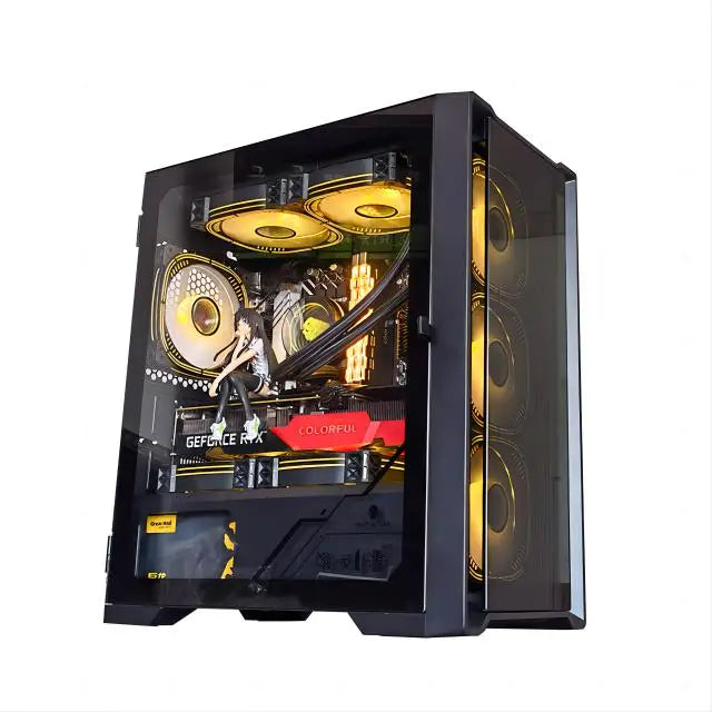 AOTESIER Gaming PC core i7 CPU With 16G RAM 256G SSD HD4600 ATX/ITX/M-ATX full view side panel Temper Glass Front pc gamer