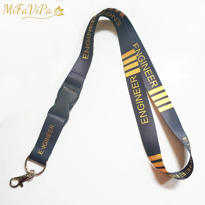 1 Set Engineer Lanyards Neck Strap Phone Chaveiro Key Chain llavero Lanyard for ID Card Holder Flight Crew Gift for Engineer