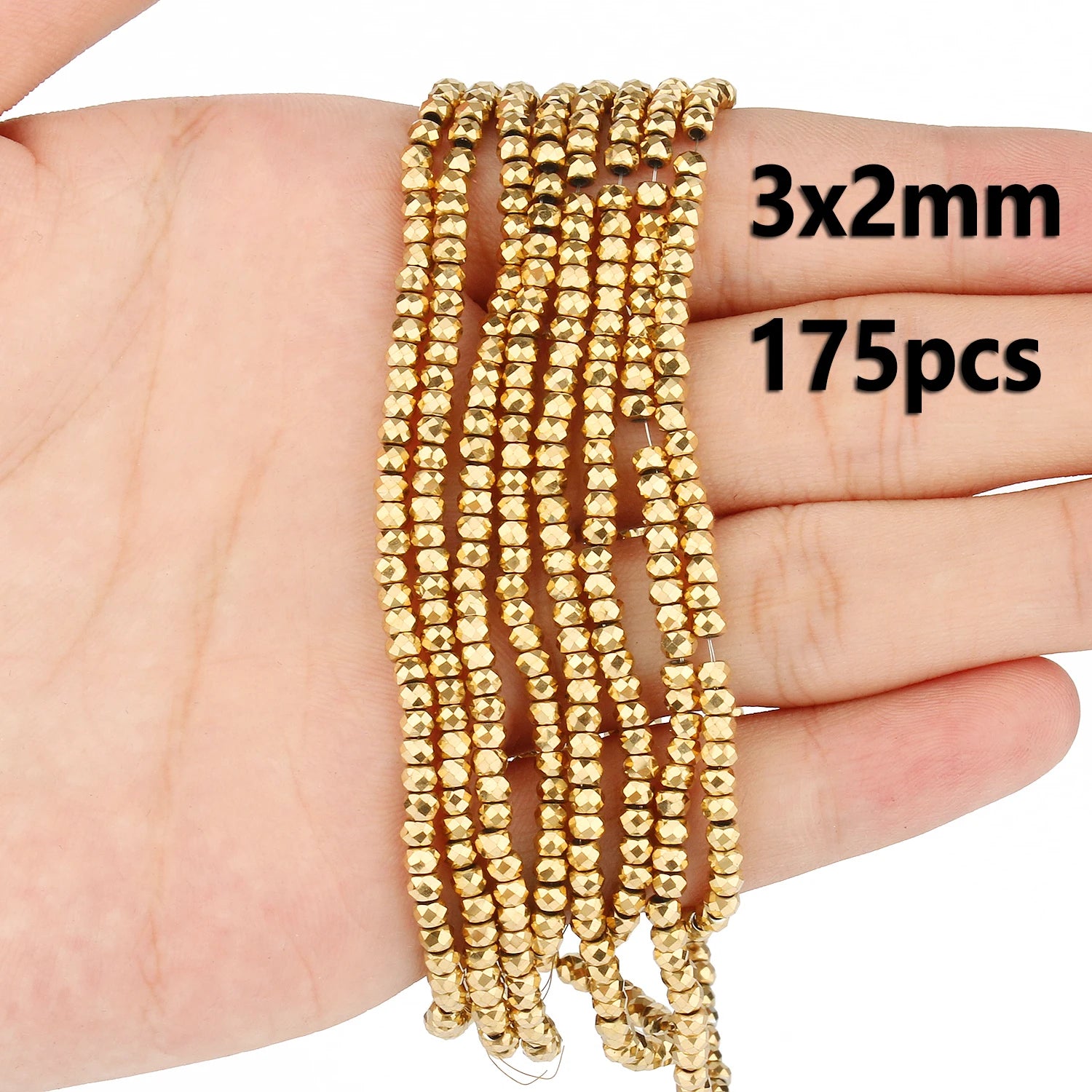 AAA+ Gold-Plated Color Retention Hematite Beads Natural Stone Round Spacer Loose Beads for jewelry Making DIY Bracelet 15inches