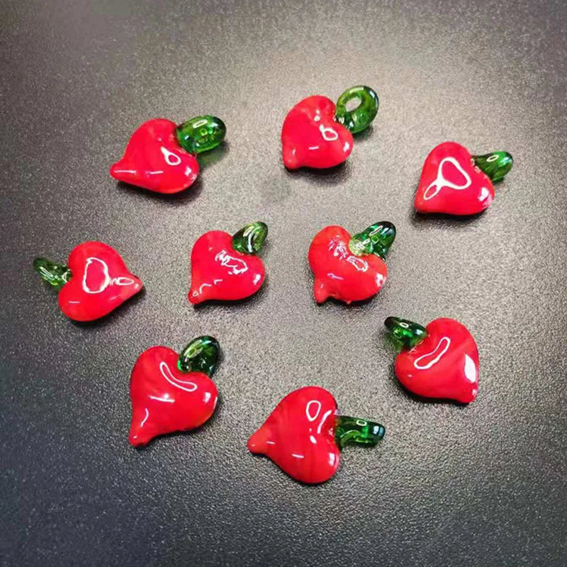 10pcs/lot Murano Lampwork Heart Beads Charms For Earring Necklace Jewelry Making