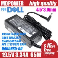 Original 19.5V 3.34A 65W laptop charger ac adapter for Dell Vostro 15 3561 3562 3565 3568 3572 3578 5568 5370 XPS 13 9333 9344