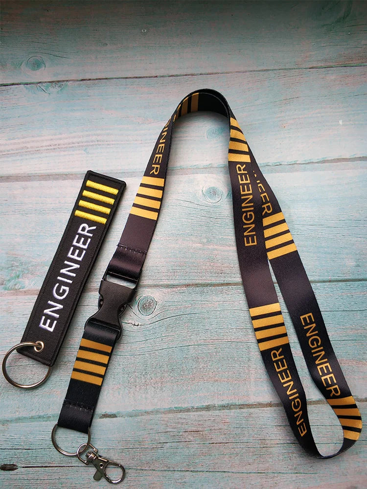 1 Set Engineer Lanyards Neck Strap Phone Chaveiro Key Chain llavero Lanyard for ID Card Holder Flight Crew Gift for Engineer