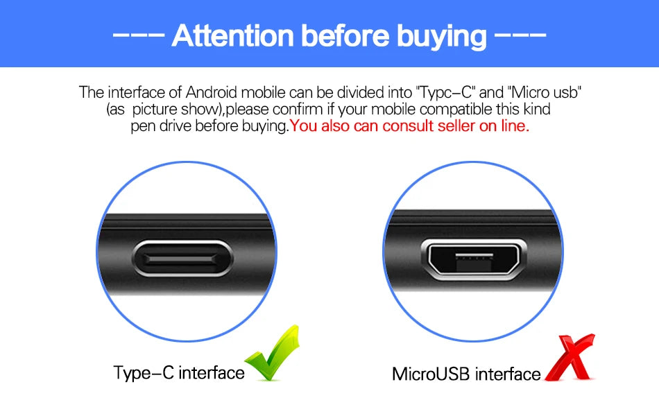 OTG USB Flash Drive 8GB 16GB for Android Phone 64GB pendrive 128gb 32GB type c pen drive Metal memory stick cle usb