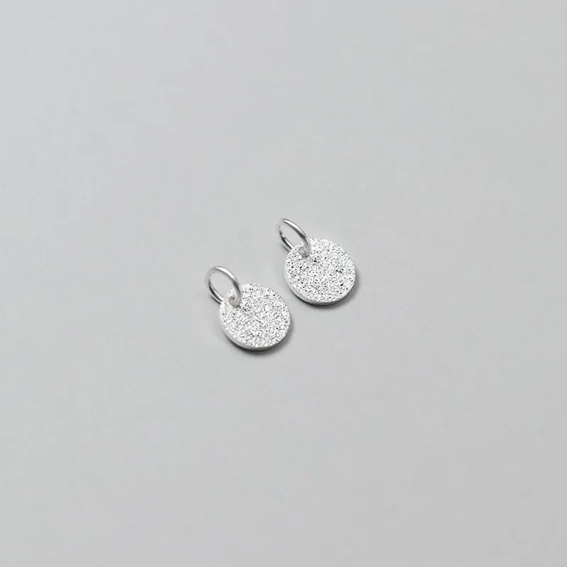 2pcs 925 Sterling Silver Flash Sand Round Card Pendant 6mm S925 Silver Sequin Charms Fit Necklace Bracelets DIY Jewelry Making