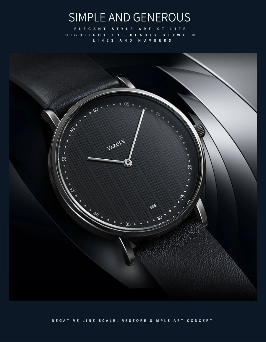 YAZOLE Men's Watches Classic Black Brown Quartz Wrist Watches for Men Women Leisure Simple Man Watch Clock Gift Reloj Hombre