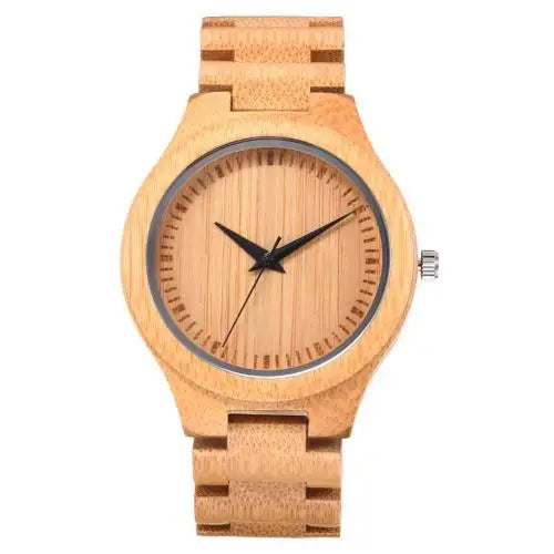 Fashion Men Quartz Wristwatch Wooden No Number Dial Genuine Leather Band Top Handmade Bamboo Male Wood Watch Gift Reloj Hombre