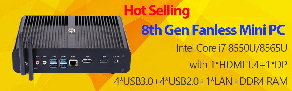Partaker Industrial PC 14th Gen Ultra 5 125U Ultra 7 155U Win11 Pro 4K 3 x HD 3 x LAN Type-C Digital Signage Fanless AI Mini PC