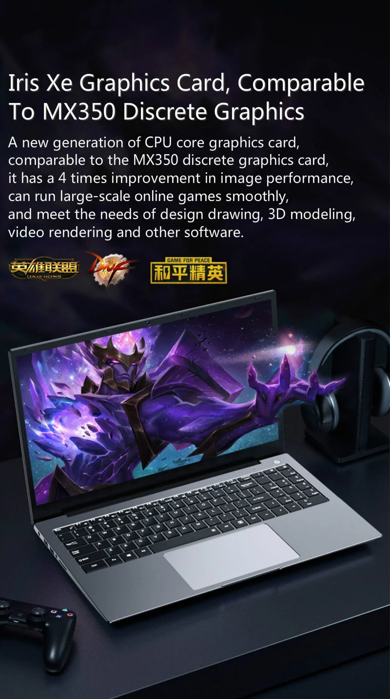 12th Gen i7 i5 15.6 Inch IPS Gaming Laptop i9 10880H i7 1260P NVIDIA MX550 2G NVMe Windows 11/10 Fingerprint Ultrabook Notebook