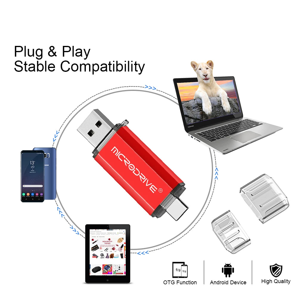 OTG USB Flash Drive 8GB 16GB for Android Phone 64GB pendrive 128gb 32GB type c pen drive Metal memory stick cle usb
