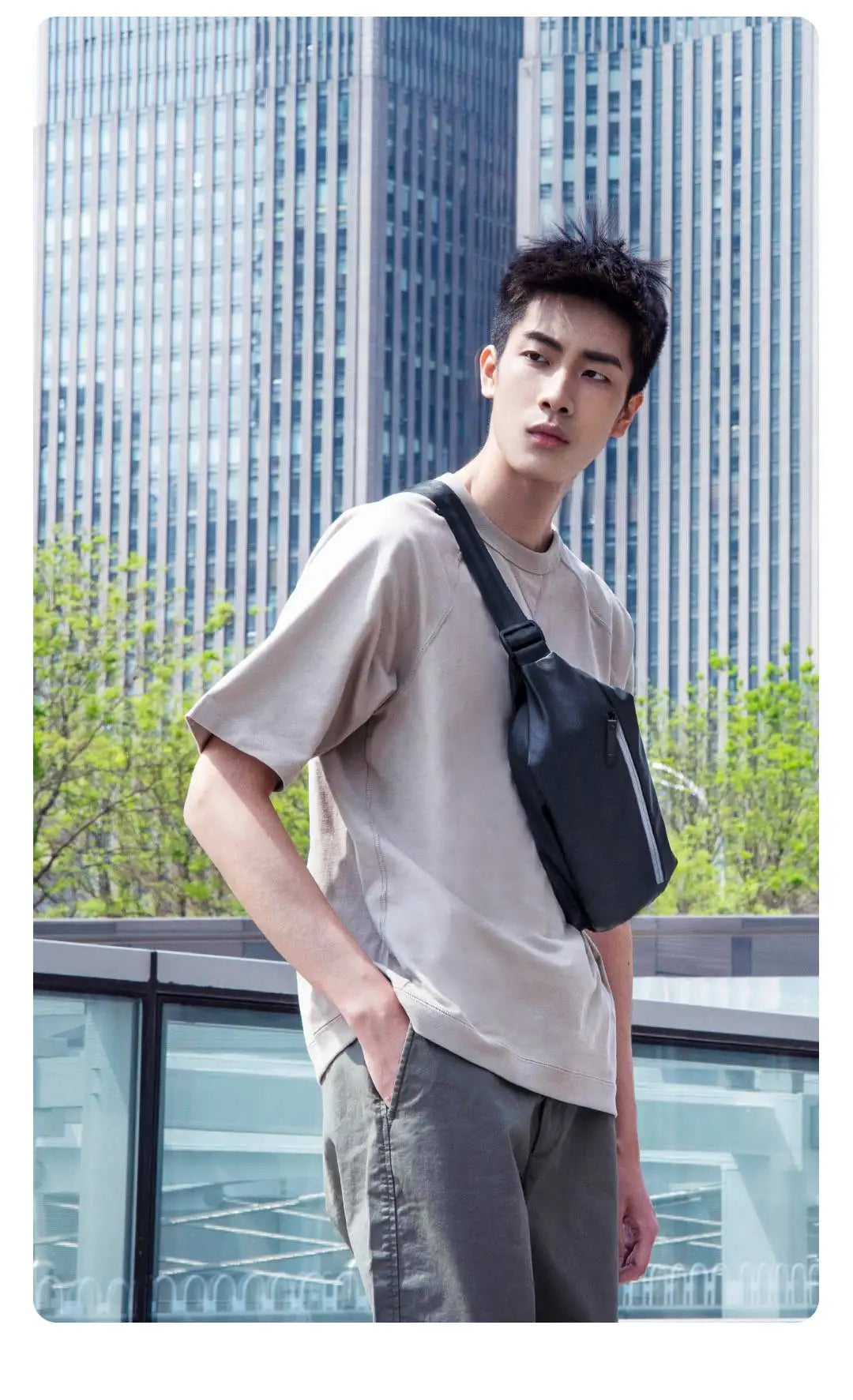 Xiaomi Mijia Backpack Sling Bag Leisure Chest Pack Small Size Shoulder Type Unisex Rucksack Crossbody Bag  2.25L Polyester