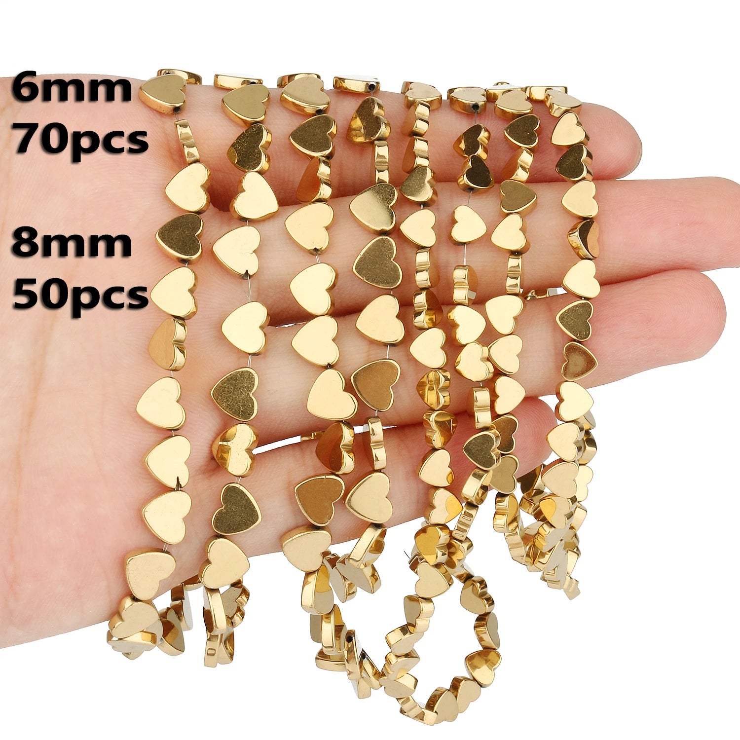 AAA+ Gold-Plated Color Retention Hematite Beads Natural Stone Round Spacer Loose Beads for jewelry Making DIY Bracelet 15inches