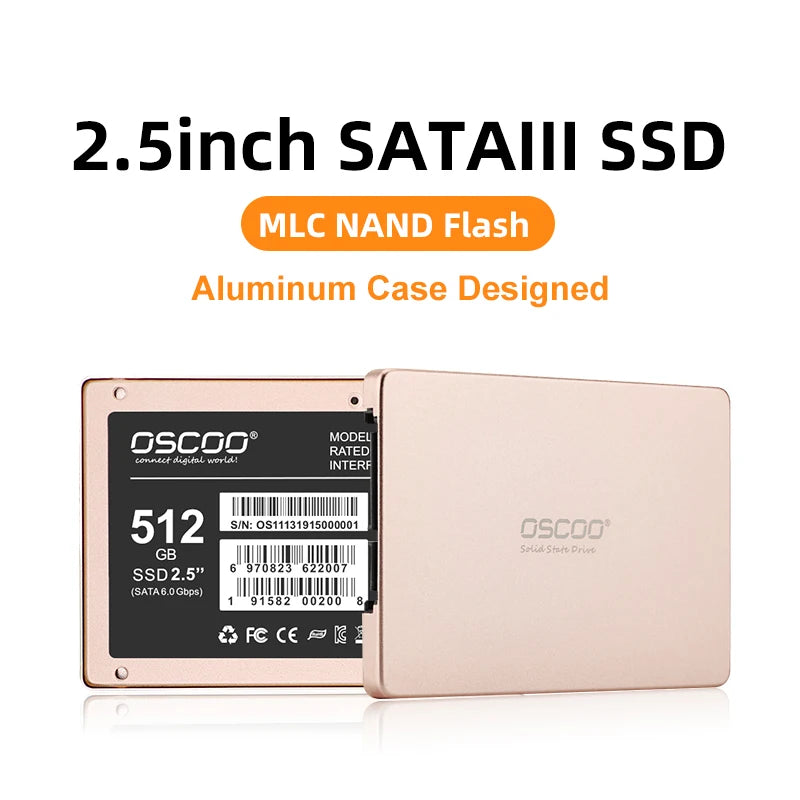 OSCOO 2.5 inch Sata3 MLC SSD Hard Drive 128GB 256GB 512GB Hdd Hard Disk Disc 2.5 " Internal Solid State Drive for laptop desktop
