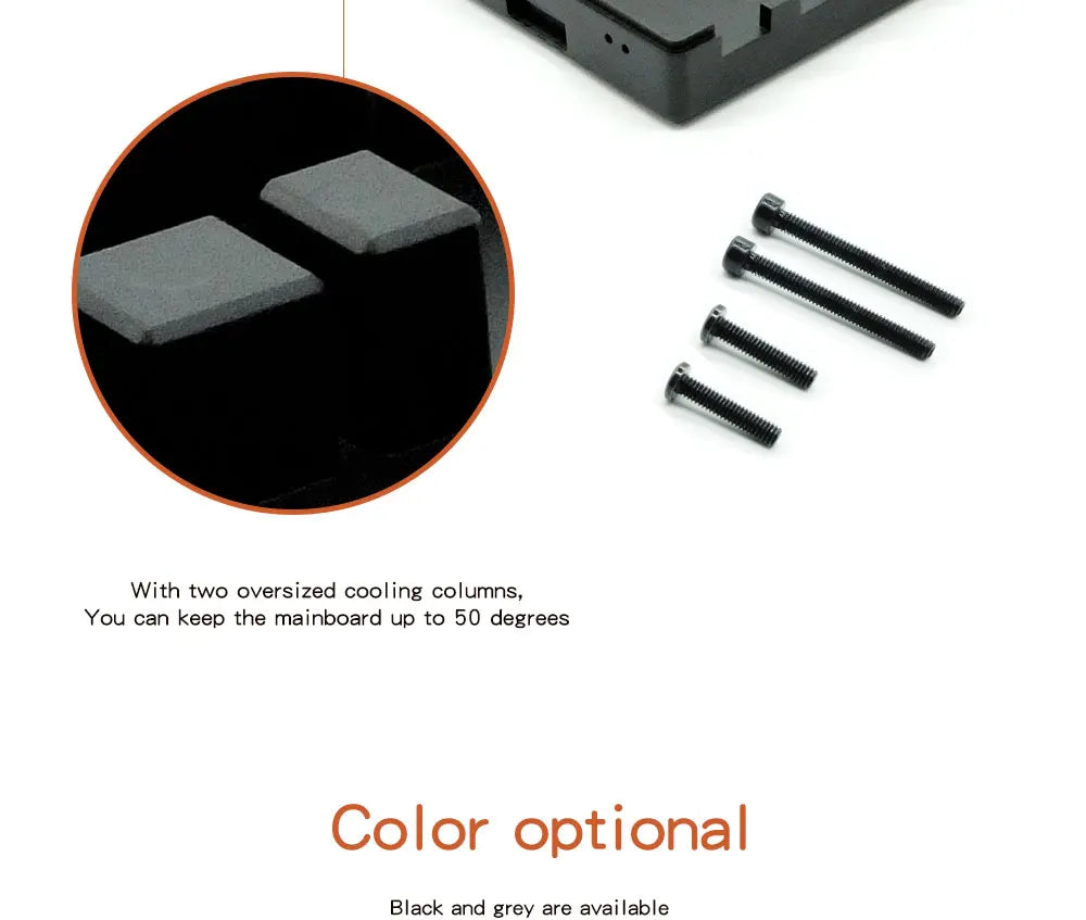 Raspberry Pi 4 Model B Black Dark Gray Aluminum Alloy Case Passive Cooling Shell Metal Enclosure Heat Dissipation for Pi 4