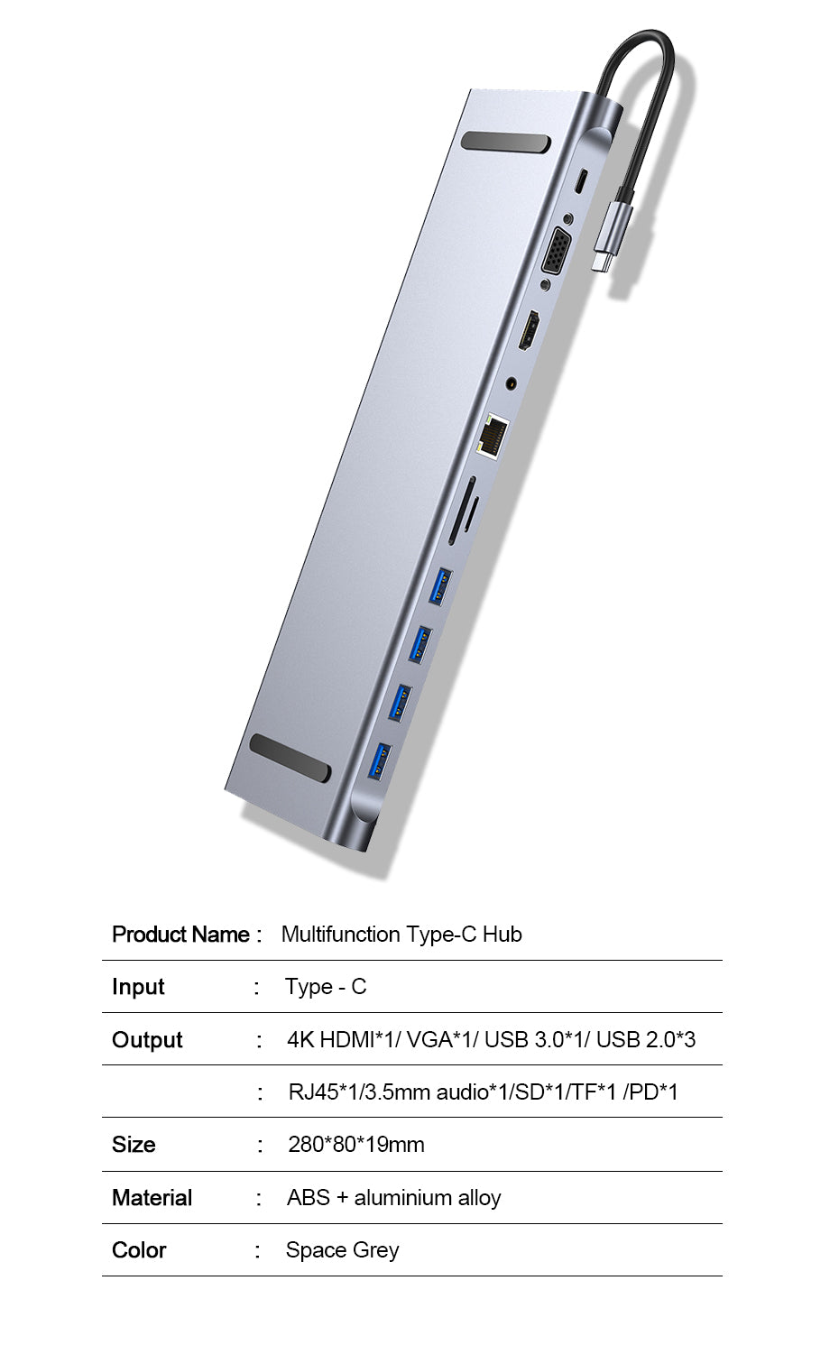 8/11/12-in-1 Type C Dock USB C Hub 3.0 Splitter Multiport Adapter 4K HDMI RJ45 SD/TF VGA HDMI PD for Laptop MacBook iPad xiaomi