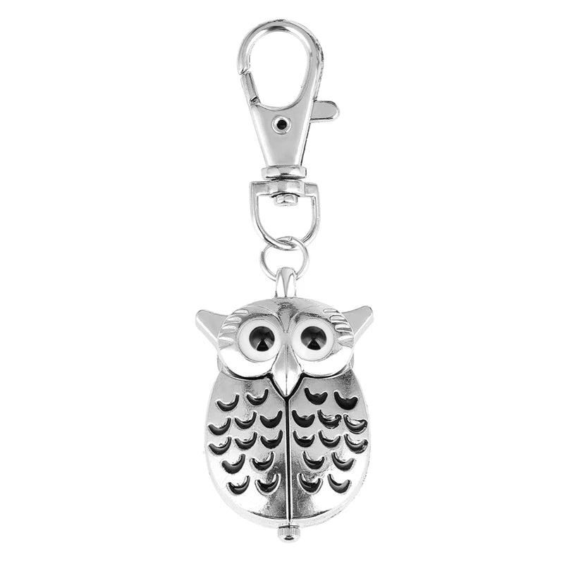 Vintage Bronze Cute Owl Keychains Pocket Watch Fob Chain Key Chains Flip Case Hour Clock for Men Women Animals Pocket Watches