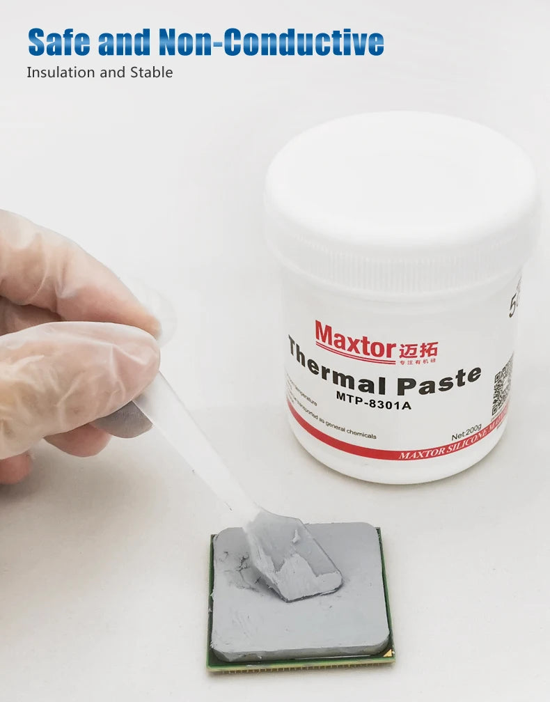 Maxtor Thermal Paste 200g CPU Paste Non-Conductive Thermal Conductive Grease Paste Heat Transfer Grease for CPU Graphics Cooling