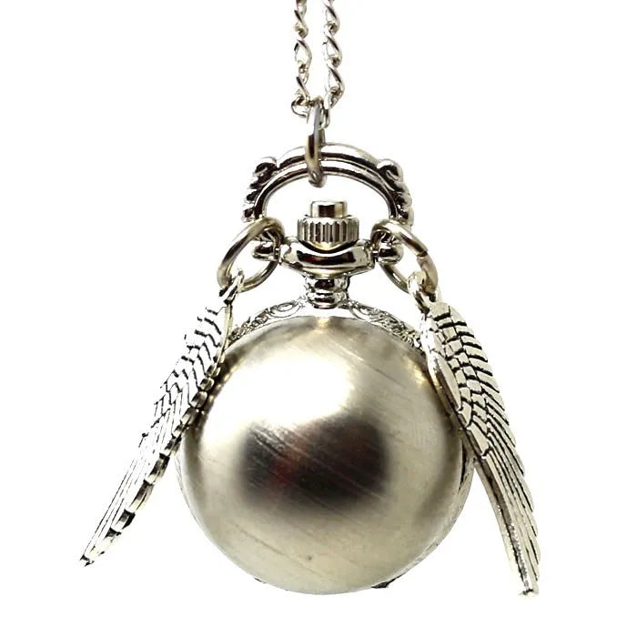 Luxury Golden Watch Ball Little Cute Quartz Pocket Watch Pendant Wings Necklace Gifts for Men Women Kids reloj 2022