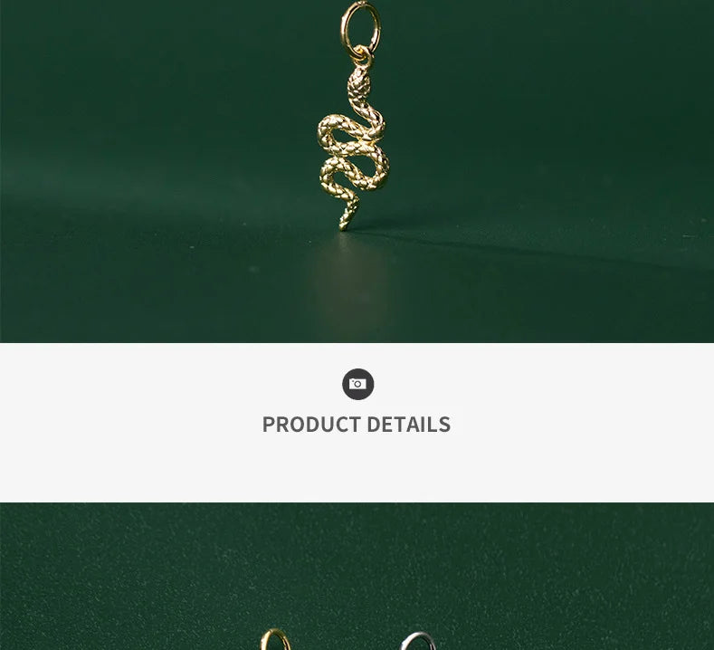 TrustDavis Real 925 Sterling Silver Fashion Sweet Animal Snake Charm Pendant Handmade DIY Accessories Fine Jewelry HY304