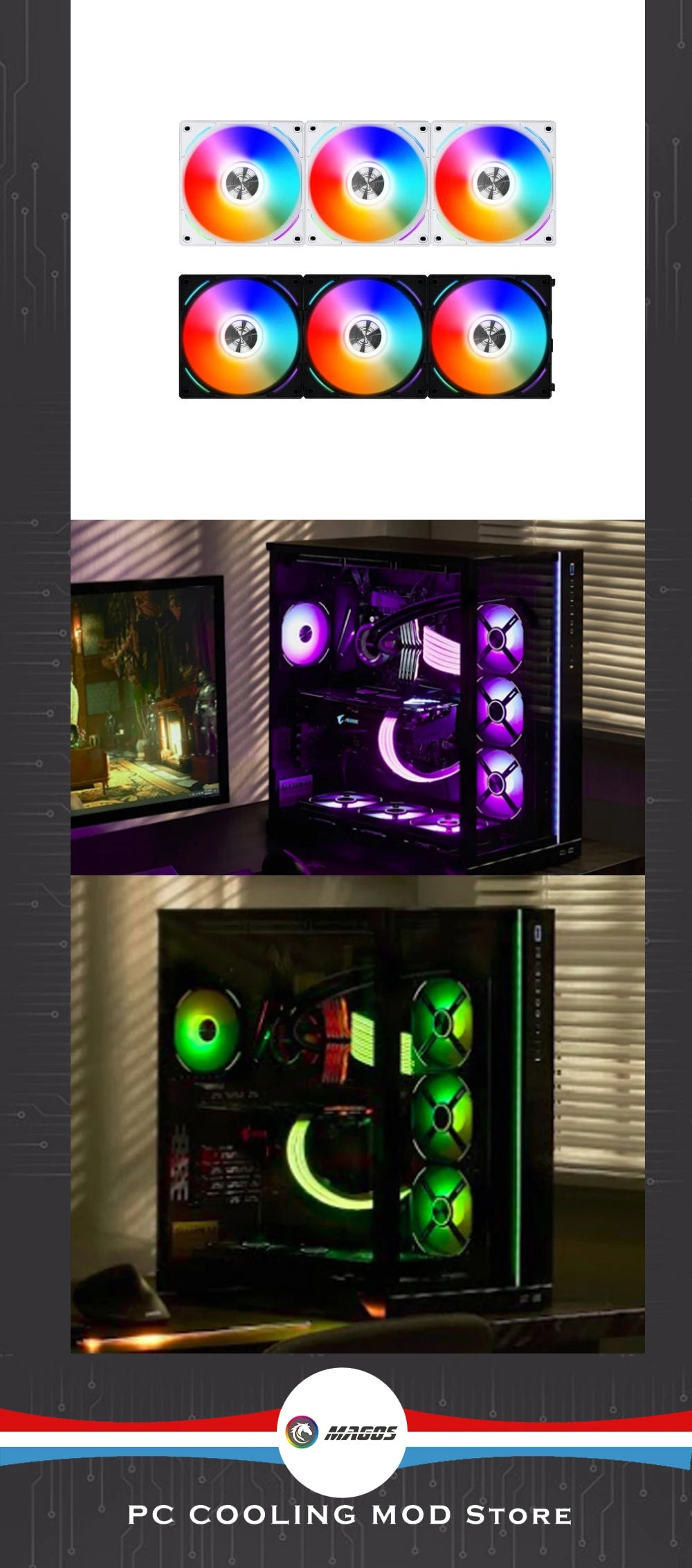 Lian Li UNI Fan AL120 ARGB Cableless Fan Support L-Connect 3 PWM Silent Low Noise High RPM MB SYNC Control Triple Pack