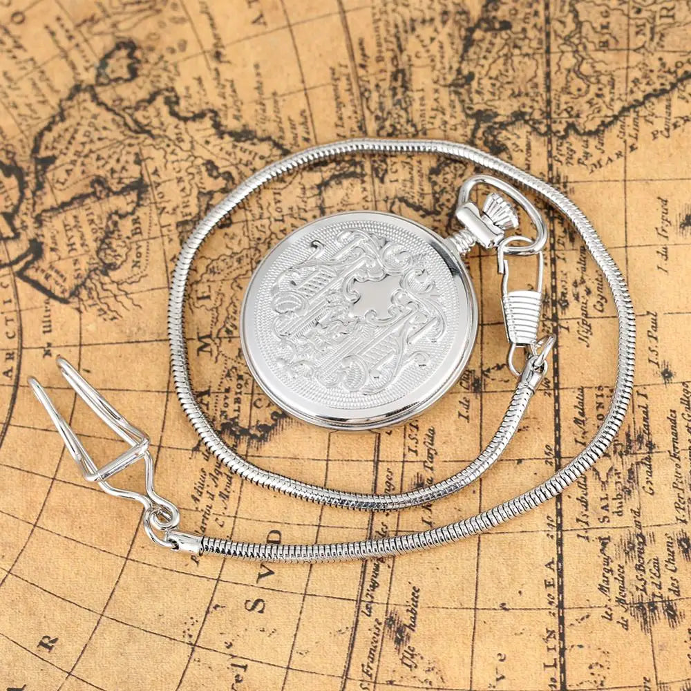 Luminous Numbers Dial Mechanical Automatic Pocket Watch Self Winding Pocket Snake Chain Luxury FOB Watch Noctilucent Fluorescent