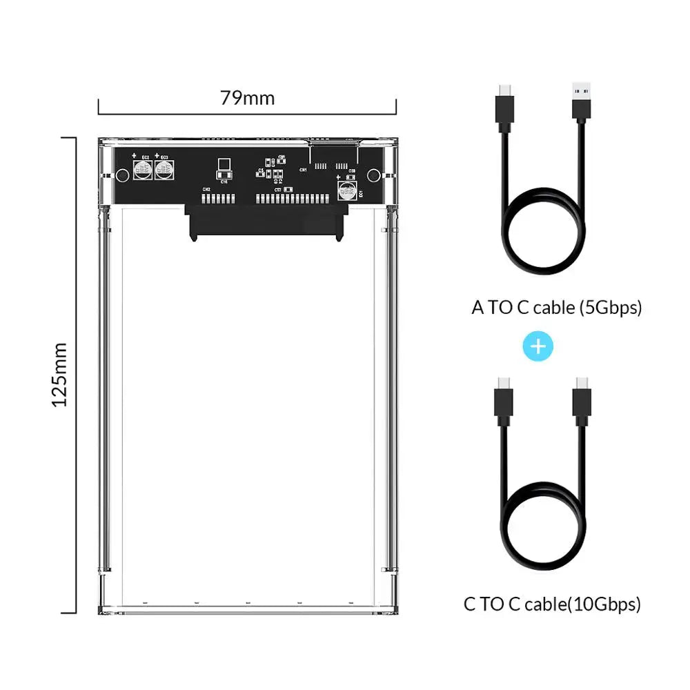 ORICO 2.5'' Transparent HDD Case SATA to USB 3.1 Gen2 10Gbps External Hard Drive Case HDD Enclosure SSD Disk Case Support UASP