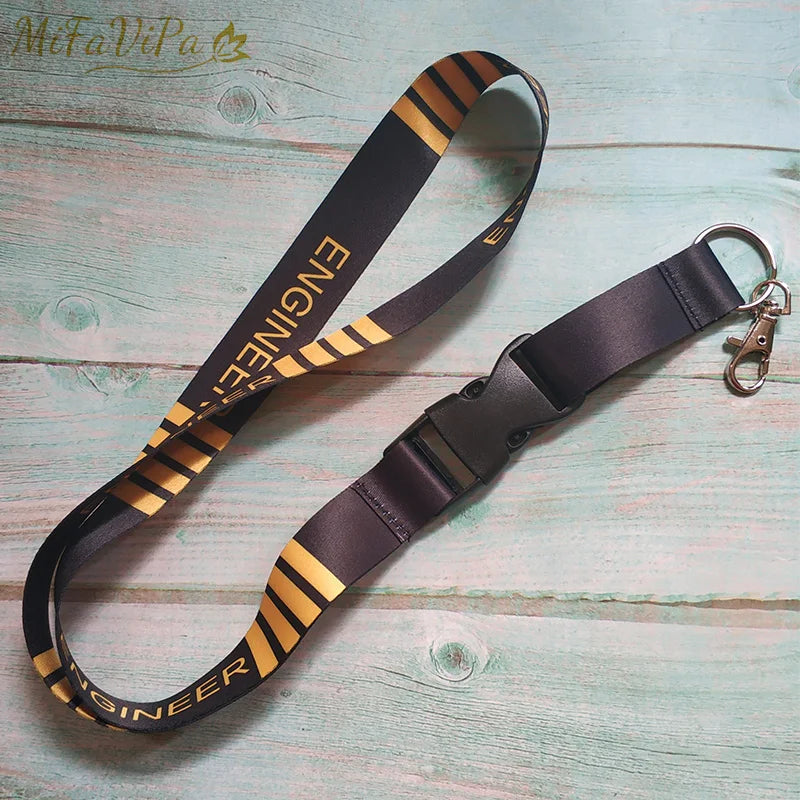 1 Set Engineer Lanyards Neck Strap Phone Chaveiro Key Chain llavero Lanyard for ID Card Holder Flight Crew Gift for Engineer