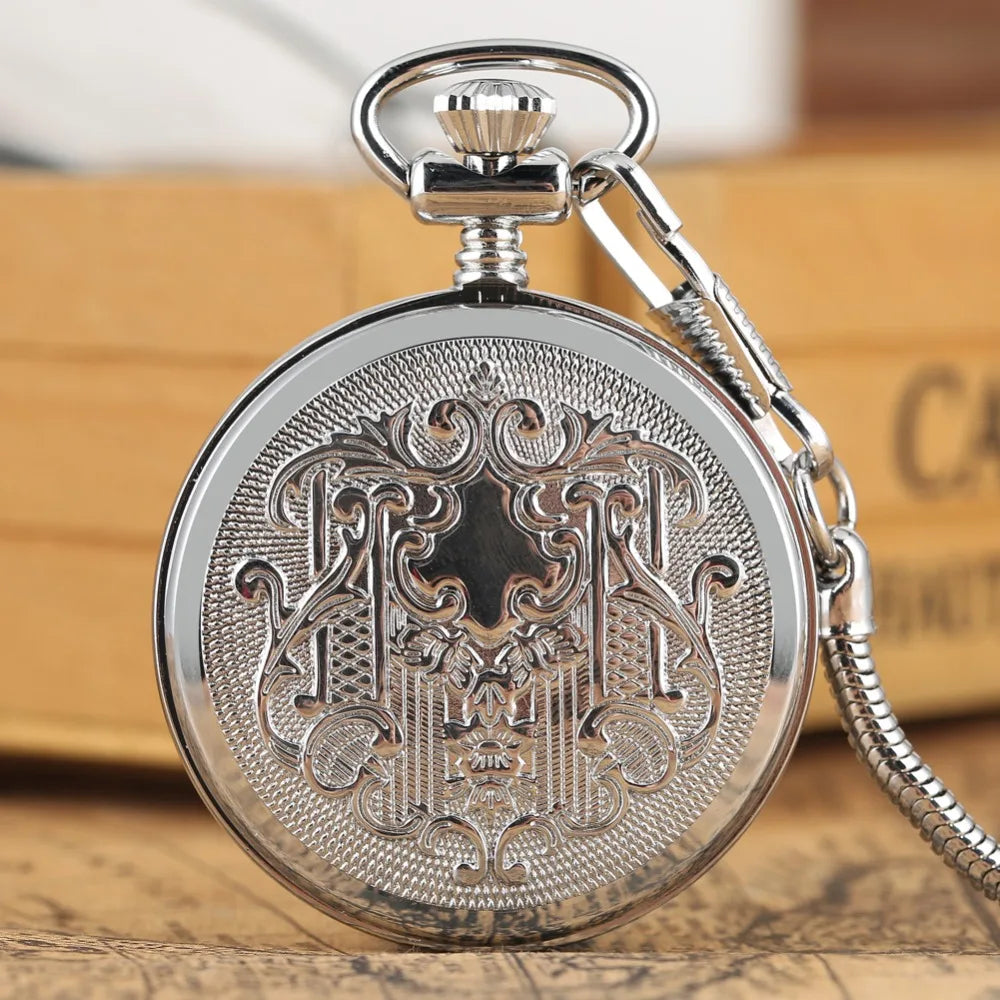 Luminous Numbers Dial Mechanical Automatic Pocket Watch Self Winding Pocket Snake Chain Luxury FOB Watch Noctilucent Fluorescent