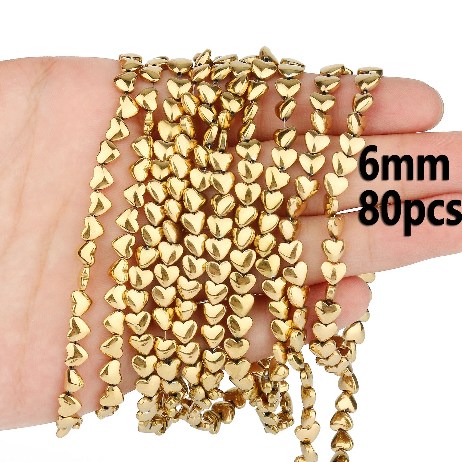 AAA+ Gold-Plated Color Retention Hematite Beads Natural Stone Round Spacer Loose Beads for jewelry Making DIY Bracelet 15inches