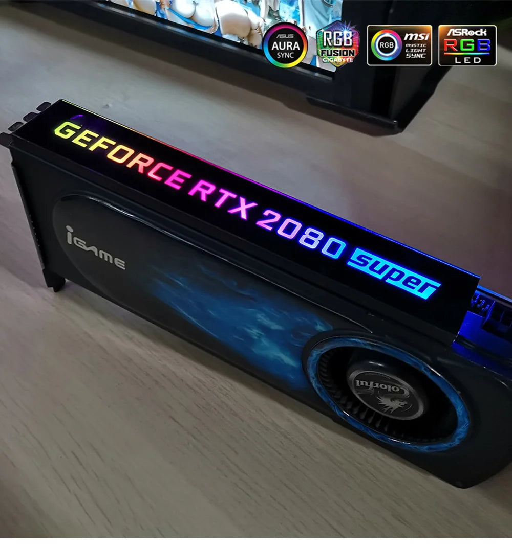 RGB GPU Side Panel Customizable A-RGB VGA Decoration Video Card Cover Customize 5V3PIN/12V4PIN AURA PC MOD PC Case MOD RTX GTX