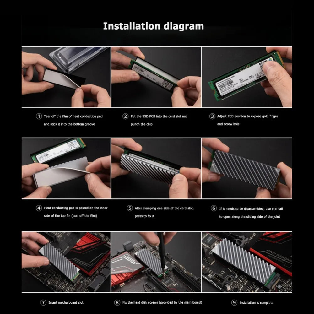 M2 SSD NVMe Heat Sink Jonsbo M2 2280 Solid State Hard Disk Aluminum Heatsink with Thermal Pad for Desktop PC Accessories