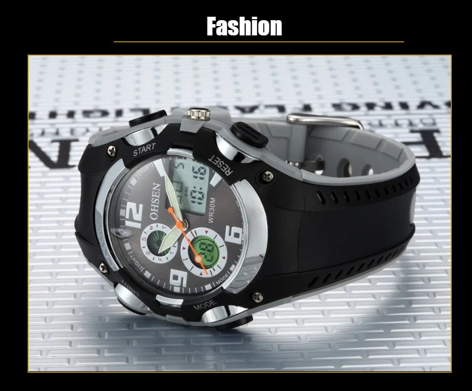 OHSEN Fashion Children Watches Digital LED Analog Watch Boys Girls Quartz Wriwatch Kids Sport Wristwatch Alarm Electronic Clocks
