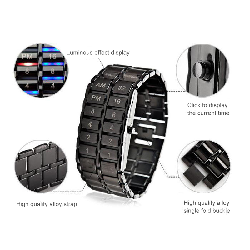 couple watches Binary LED Digital Quartz Wrist Watch Fashion Men's Watches Gift for Father's Day binary clock binary watch
