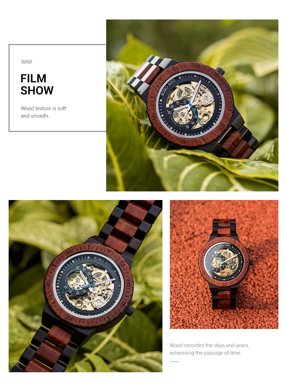 BOBO BIRD Hollow Sandalwood Men's Automatic Mechanical Watch Self-wind Wristwatch With Wood Box Dropshipping Personalized