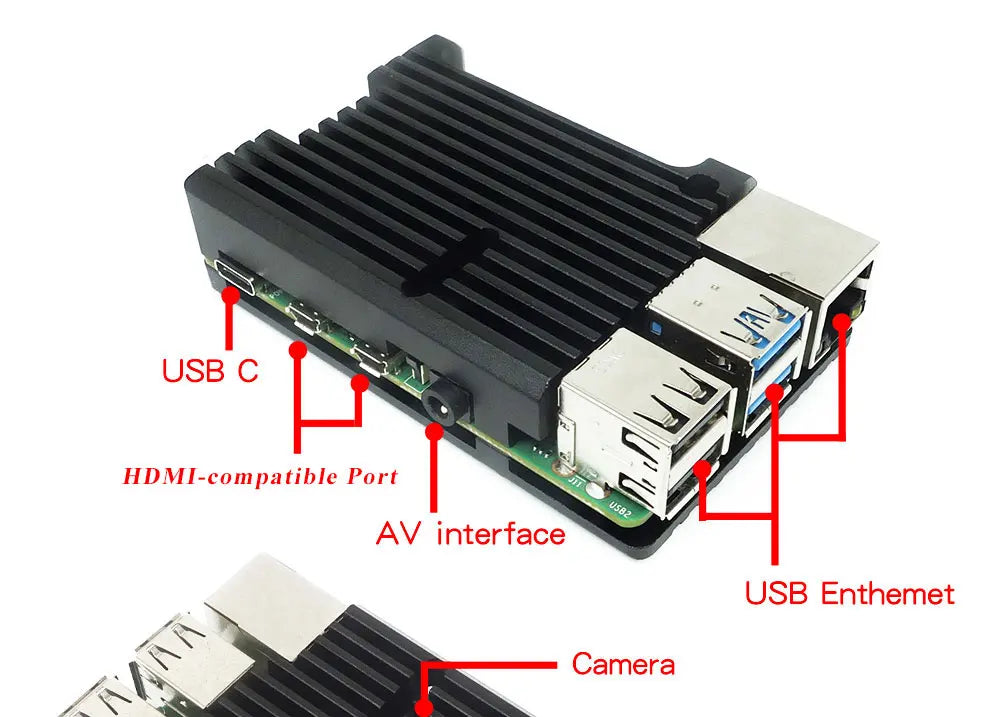 Raspberry Pi 4 Model B Dual Fans CNC Aluminum Alloy Case Metal 5 Color Armor Shell with Heat Sinks for Raspberry Pi 4B/3B+/3B