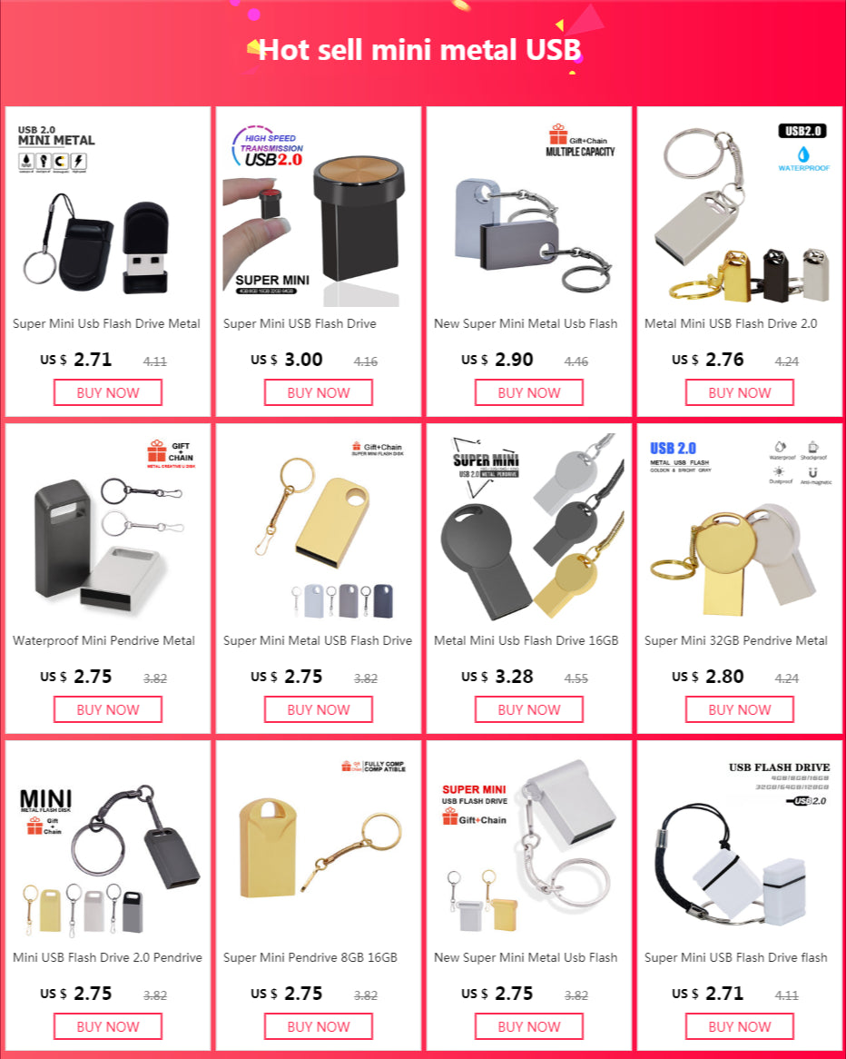 USB Flash Drives  mini usb flash 4GB 8GB 16GB 32GB 64GB metal pen key disk logo pen drive stick flash memory card for gift
