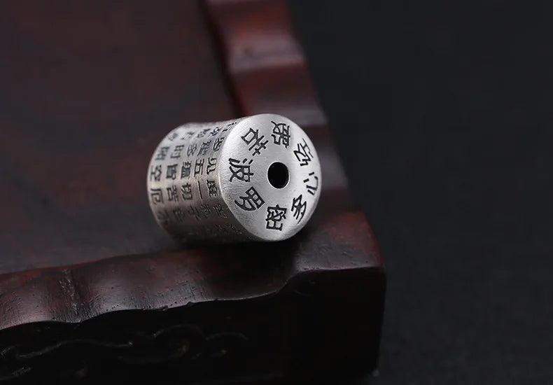 100% 925 Silver Lotus Jewelry Bead Buddhist the Heart Sutra Beaded Pendant Sterling Good Luck Bead Pendant