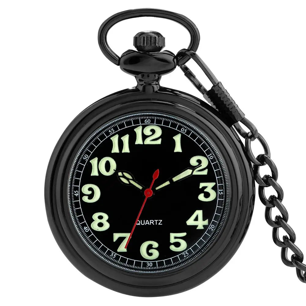 Noctilucent Fluorescent Open Face Arabic Numerals Quartz Pocket Watch Chain Luminous Pendant Jewelry Clock Gifts Men Women Kids