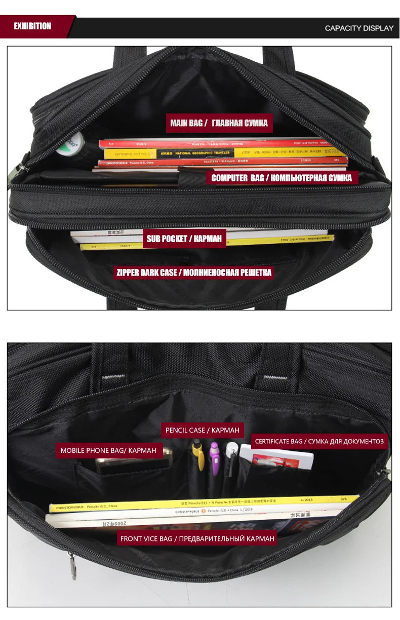 Men's Laptop Briefcase Brand Men Computer Handbags Waterproof Durable Nylon 15.6 Inch Laptops Bags Boys Shoulder Files Books Bag