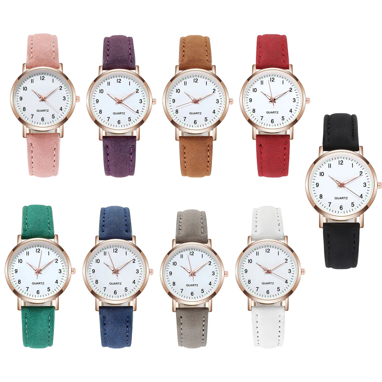 Women'S Simple Quartz Wristwatch Leather Strap Circular Arabic Numeral Dial Elegant Ladies Wristwatch Ladies Watch Gift