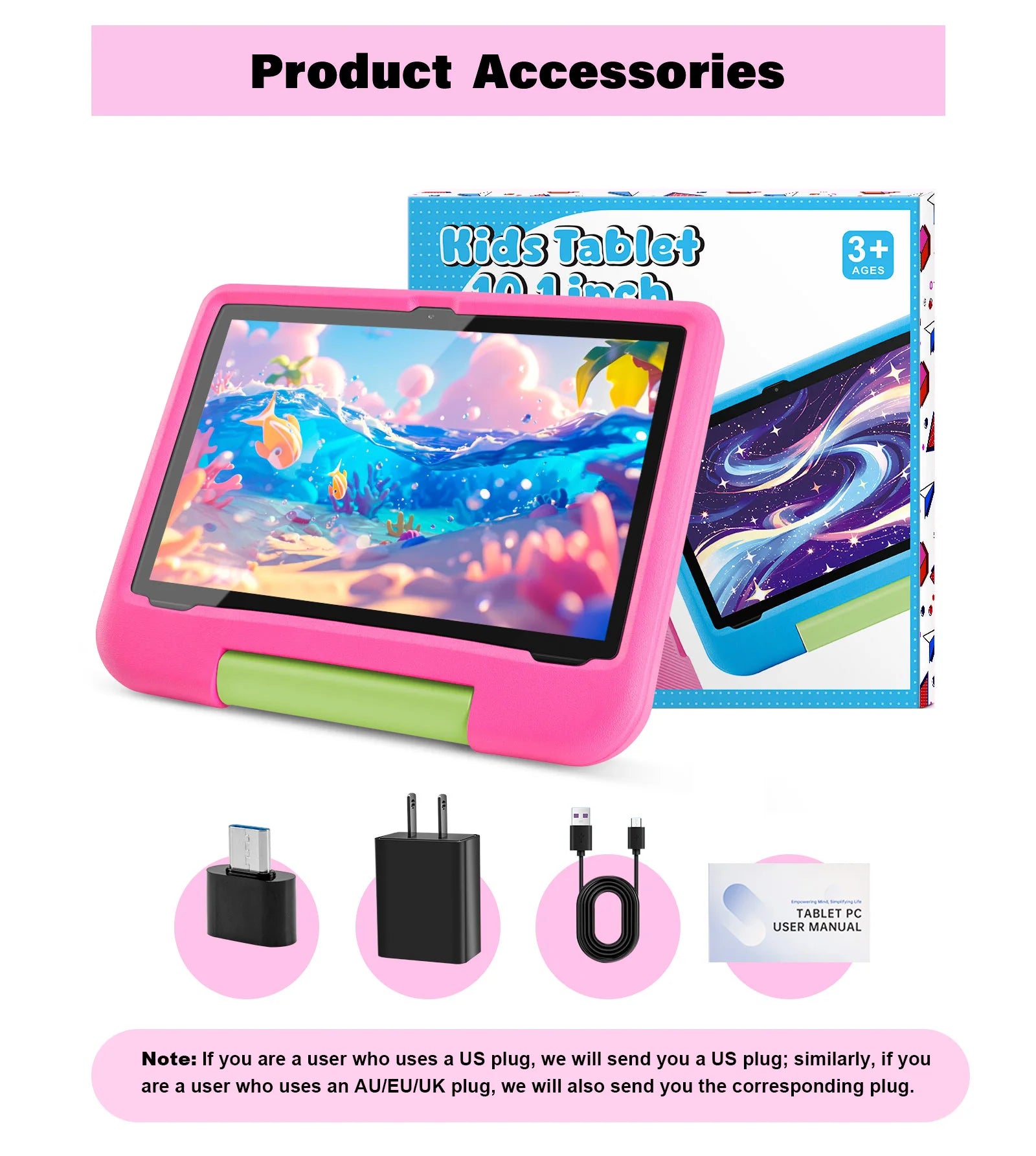 ANRY 10.1 Inch 2025 Children's Tablet 5000Mah Octa-Core 4GB+4GB Expand RAM 64GB ROM CPU A523 Learning Education Kids Tablets