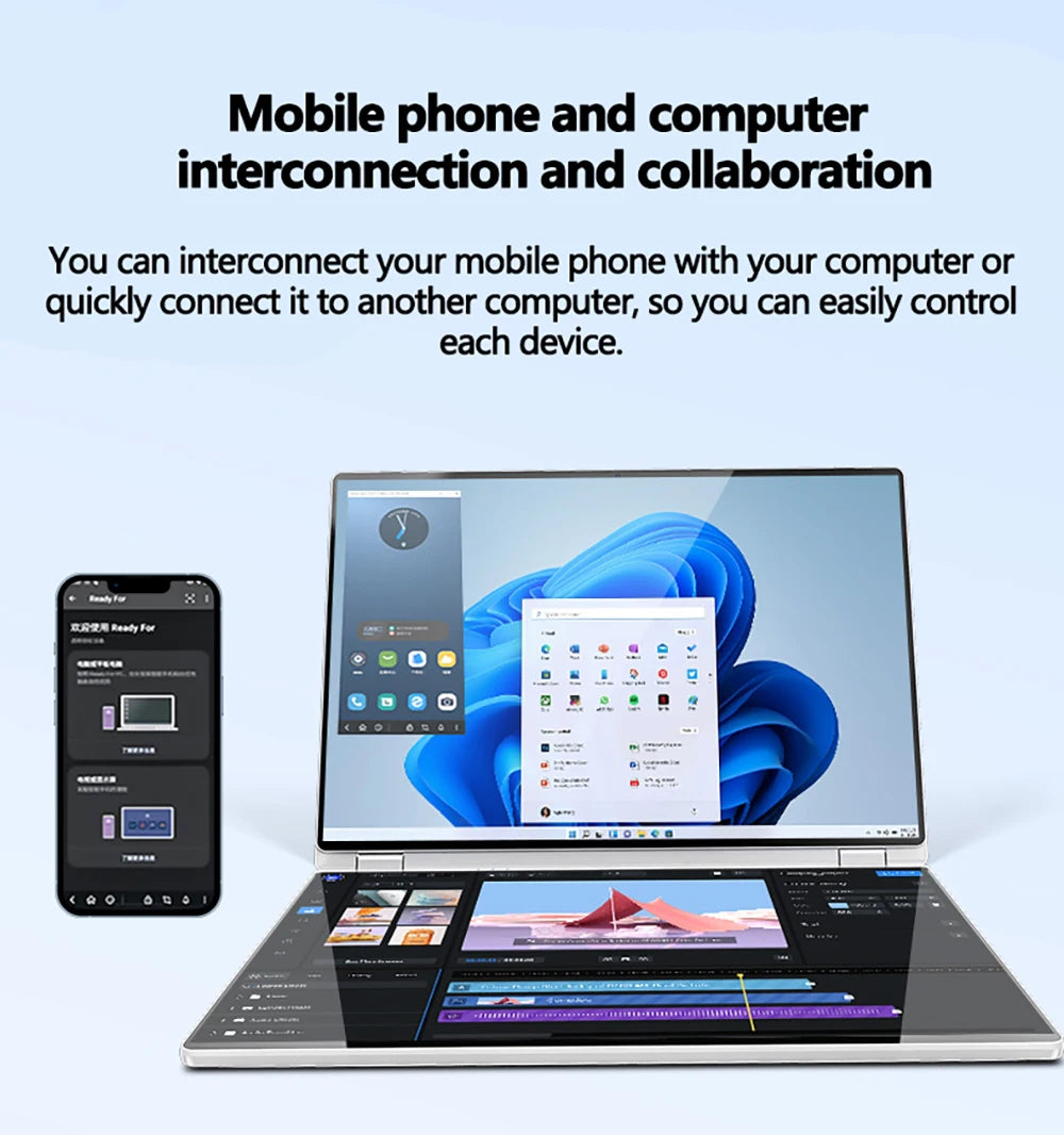 Laptop 14 inch dual touch screen Intel Celeron N5805 8GB RAM 2TB SSD, 4700mAh high-definition camera 1920 * 1200 portable