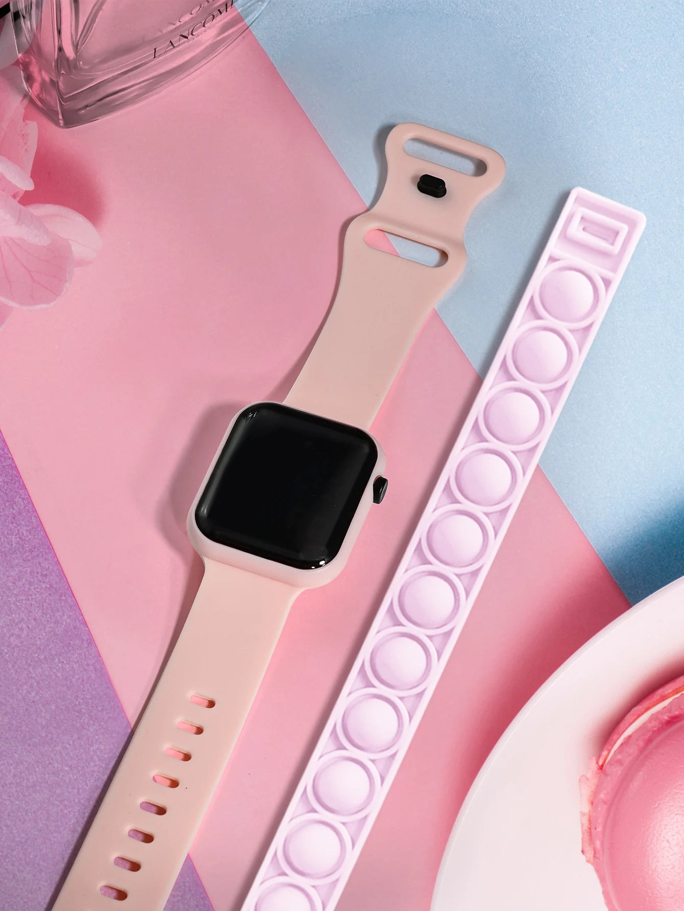 2PCS Children's Smart Watch Bracelet Simple and Fashionable Student Outdoor Sports Electronic Watch Gift for Boys and Girls
