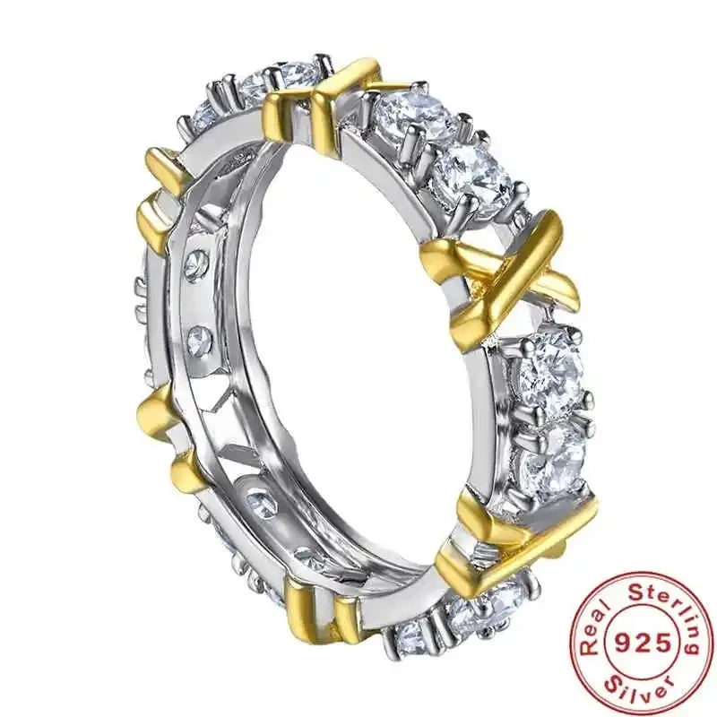 Luxury 925 Sterling Silver Ring Interlaced With Aaa Zircon Crystal Ring For A Woman'S Engagement Jewelry Gift